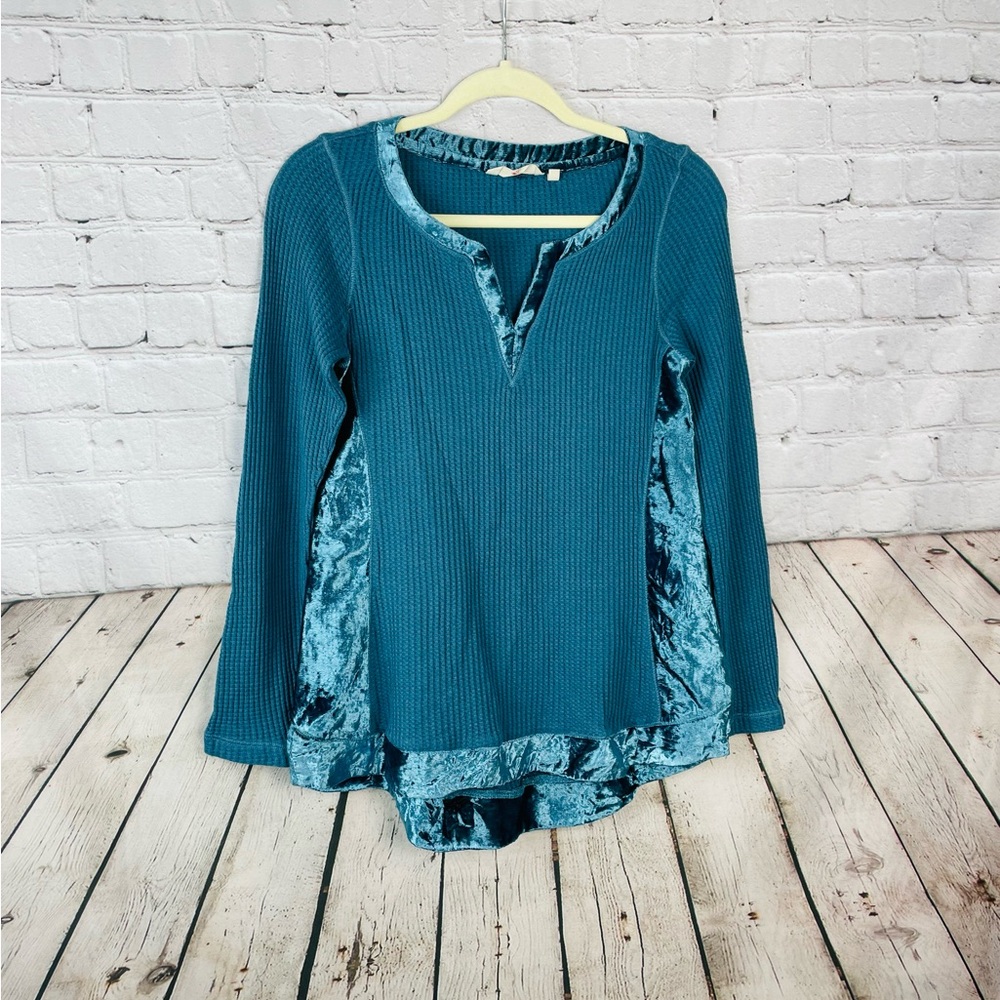 Soft Surroundings Size Small Tunic Waffle Knit Crushed Velvet Artsy Boho LKNW